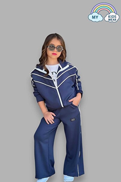 My Kids Wear Girl's 3-Pocket Dark Indigo School Tracksuit Set, Ages 5-14 12039