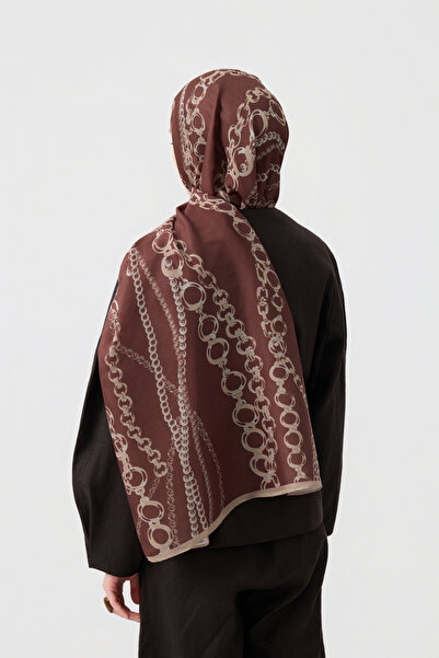 Qef Cotton Twill Shawl Loop Line Red Brown