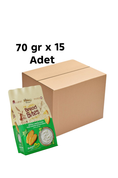 KMS HOME Bread Bites Ekmek Kıtırı 1 Koli Yoğurt ve Mevsim Yeşillikli 70 gr. X...