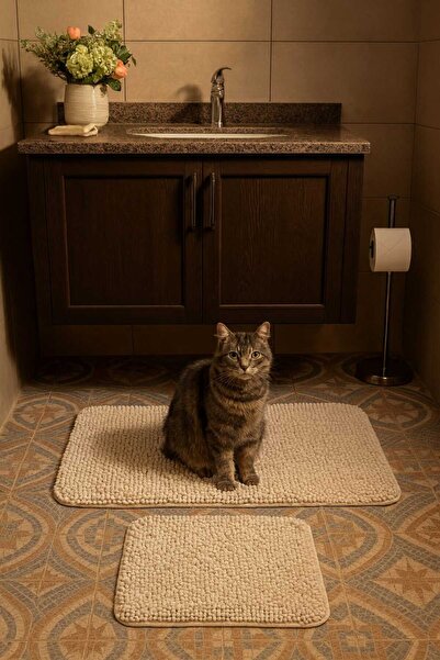 HOMEMOME Σετ μπάνιου Süpersoft Spaghetti 2 τεμαχίων 60x100 & 50x60 εκρού