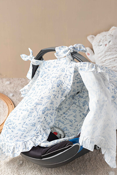 Atelier Babbi 100% Cotton Stroller Set - Toile De Jouy / Blue