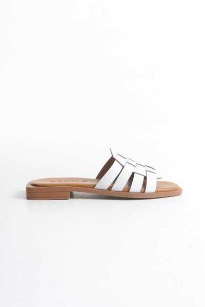 ERNİLA ARES Білі жіночі тапочки з натуральної шкіри