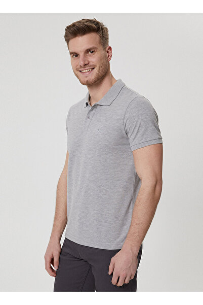 Lee Cooper Ανδρικό μπλουζάκι με γκρι μελανζέ γιακά πόλο 232 LCM 242048 TWINS GRAY MELANGE