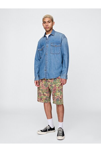 GAP Erkek Çok Renkli Çiçek Desenli Kanvas Şort