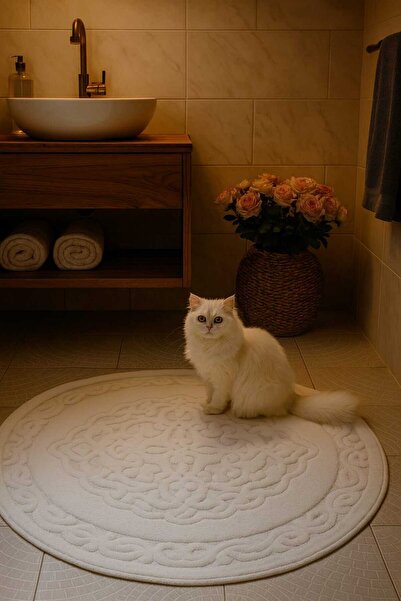 HOMEMOME Бавовняний водопоглинаючий килимок для ванної кімнати, килимок для ванної кімнати 100*100 білого кольору