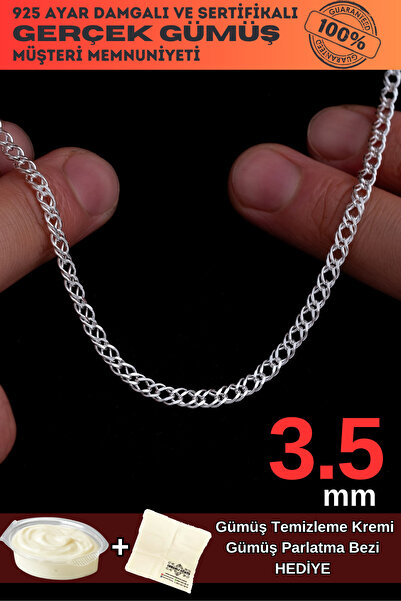 OSMANLI GÜMÜŞ Erkek Gümüş Kolye - 3.5mm 925 Ayar Rambo Model Gümüş Kolye