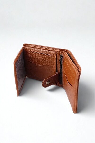 GALB LEATHER Tan Color Soft Leather Men's Wallet with Coin Compartment 11 X 9 cm