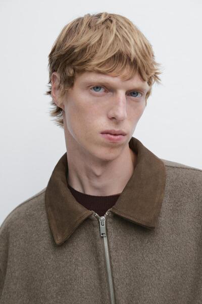 Massimo Dutti Çift yün yakalı ceket