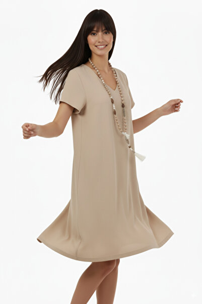 Barato Λινό φόρεμα Premium με λεπτομέρεια τσέπης σε μεγάλο μέγεθος