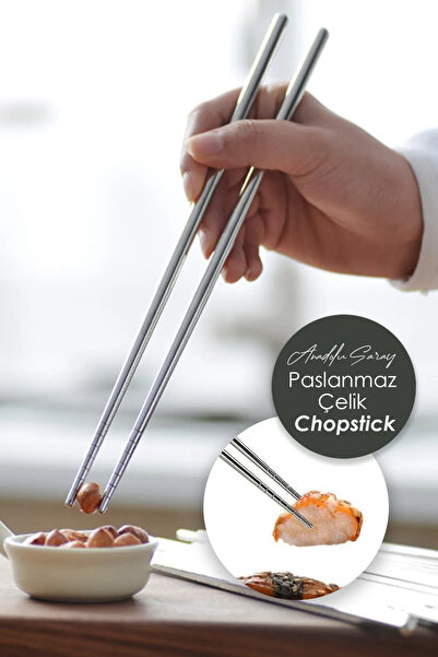 Anadolu Saray Pratik 1 Çift Metal Paslanmaz Çelik Kore Çin Chopsticks Yemek Çubuğu | Metal Çelik Chopstick
