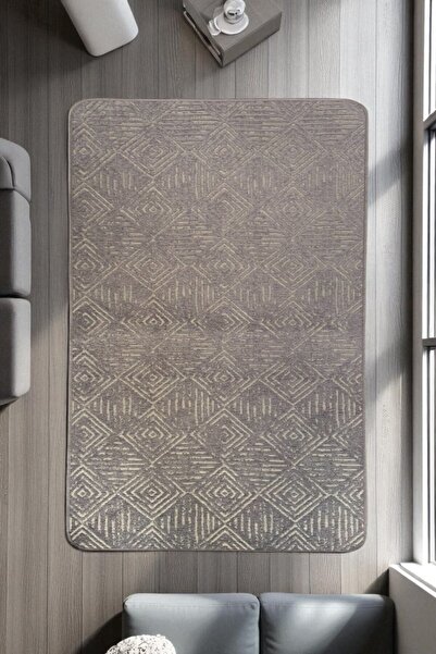 Prizma Jakar Kaymaz Yıkanabilir Halı | No:1 Gri