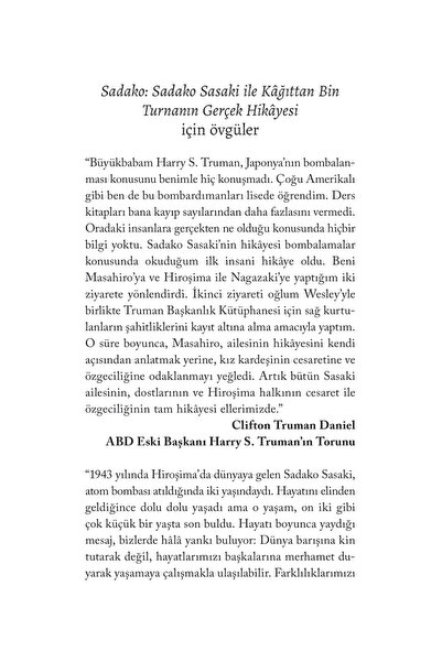 Pegasus Yayınları Sadako: Sadako Sasaki İle Kağıttan Bin Turnanın Gerçek Hikayesi - Sue DiCicco & Masahiro Sasaki