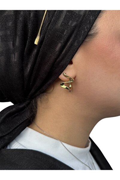 DGK COLLECTİON Tasarım küpe Z form altın kaplama