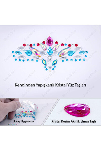 BearPear Rainbow Kendinden Yapışkanlı Kristal Yüz Taşı Face Gems