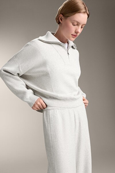 Oysho Rib knit half-zip jumper