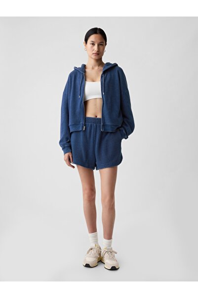 GAP Kadın Koyu Mavi Dokulu Sweat Şort