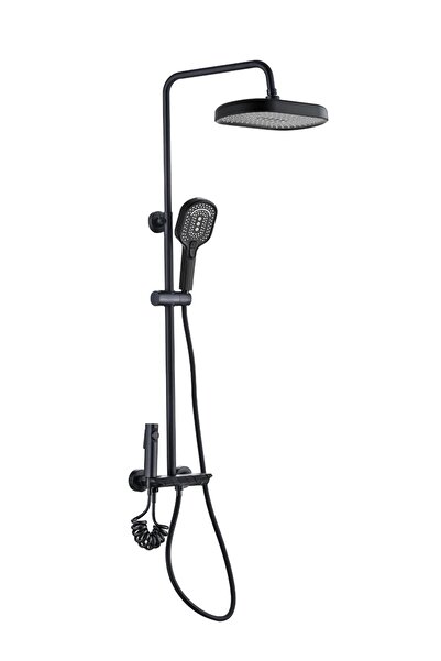 drom Piano Siyah Tepe Duş Seti - Pirinç Gövdeli Ayarlanabilir Duş Sistemi