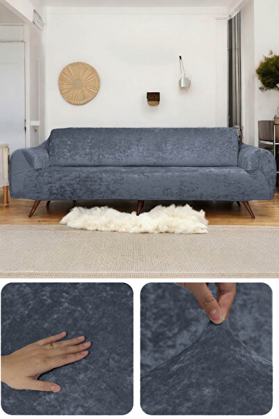 riselerhome Husă pentru scaun cu pene, lavabilă, moale, rezistentă la pete, cu 3 locuri, elastică, din catifea Husă pentru scaun unică