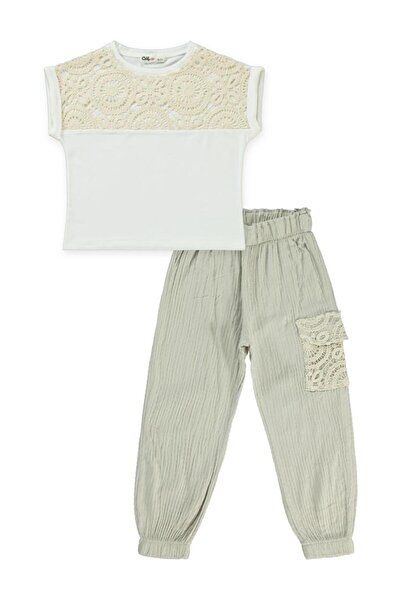 Civil Girls Lace Jogger Set for 6-9 Years - Gray 6-7 Years
