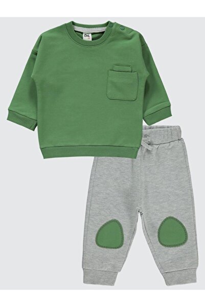 Civil Baby Knee Embroidery Pocketed Unisex Set for 6-18 Months - Khaki 9-12 M...