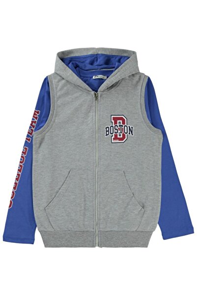 Civil Boys Boston Printed 10-13 Years Old Vest Sweatshirt - Gray12-13 Years Old