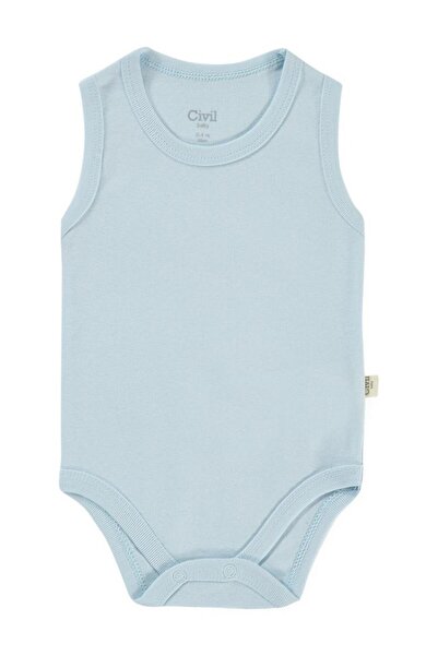 Civil Baby Düz Renkli 3-9 Ay Çıtçıtlı Badi - Mavi 9-12 Ay