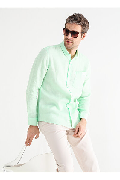 Fabrika Basic Gömlek Yaka Düz Mint Erkek Gömlek Marvın