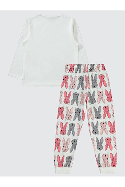 Civil Girls Big Rabbit Printed 6-9 Years Old Pajama Set - Ecru6-7 Years Old