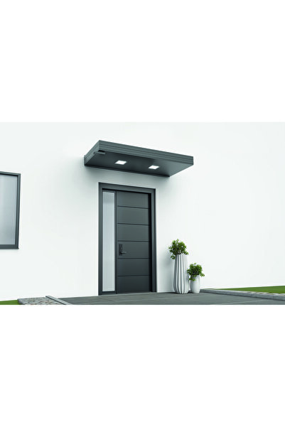 KORRAIN ELITE SOLO TEK PANEL-ALÜMİNYUM KAPI ÜSTÜ SPOTLU SUNDURMA-DRENAJLI TASARIM-ANTRASİT GRİ- SAĞ