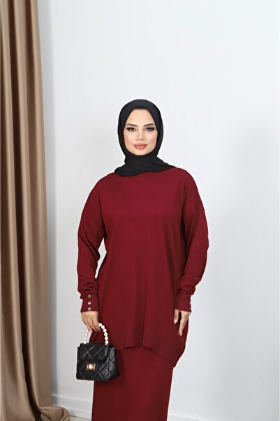 NİSUM MODA Button Detailed Mercerized Skirt Suit