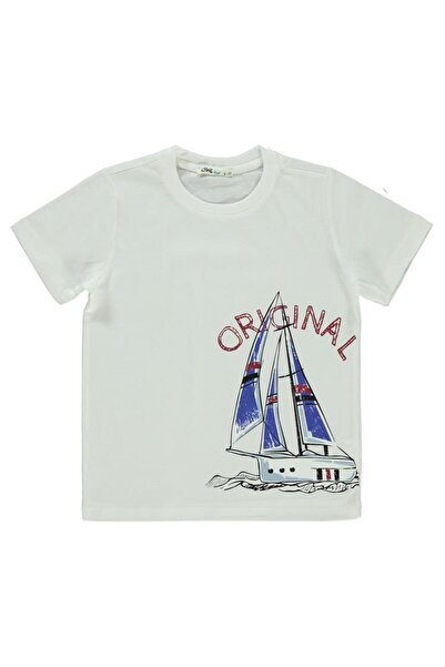 Civil Boys Tricou original cu imprimeu cu barca cu pânze pentru copii de 6-9 ...