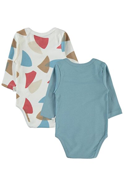 Civil Baby Colored Fıgures Baskılı 3-18 Çıtçıtlı Badi - Mavi12-18 Ay