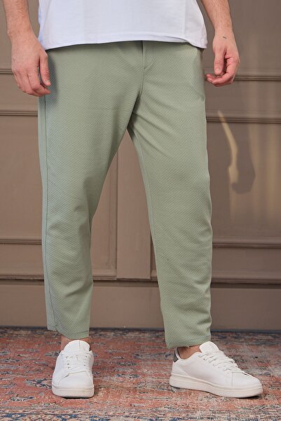 COMBİNE MİCHAİL Чоловічі штани з 100% бавовни з короткою штаниною класичного стилю, повсякденні, розслаблюючі світло-зеленого кольору