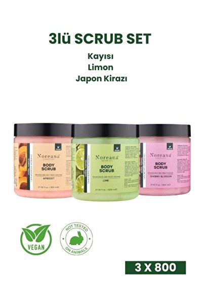 Noreana 800ml X 3 Adet Scrub Peeling Batık&Çilek Bacak Giderici Salon Boy Dev Paket