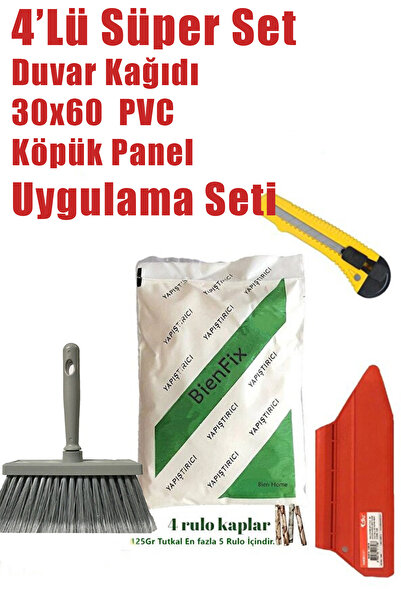 İnciFiks 4'lü Süper Set Duvar Kağıdı, PVC, Köpük, Panel, Uygulama Seti -125 G...