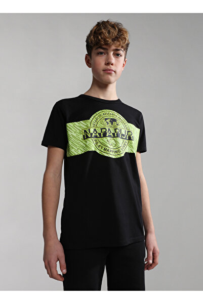 Napapijri Siyah Erkek Çocuk Bisiklet Yaka Kısa Kollu T-Shirt NP0A4H2Z0411 K S...