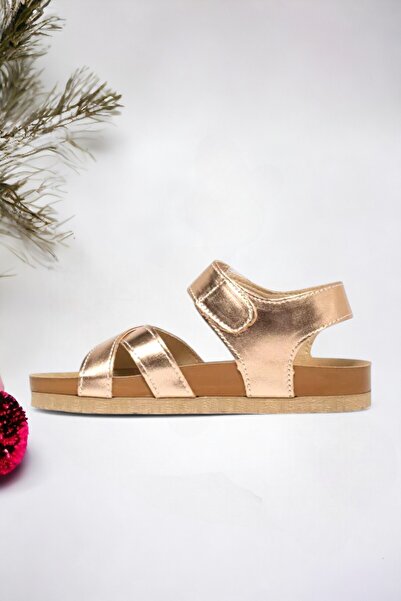 Ponchiq Metallic Brown Girls' Velcro Sandals