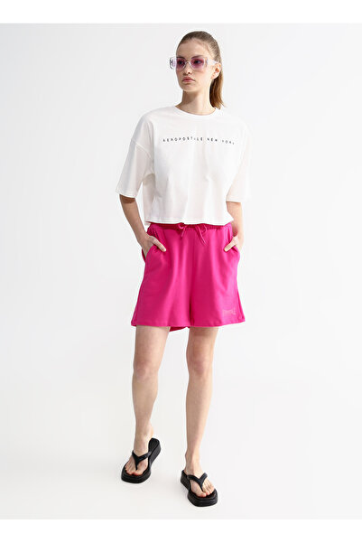Aeropostale Pembe Kadın Lastikli Standart Fit Baskılı Şort K-FAIRY