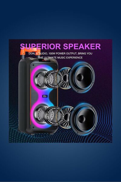 RTG NDR-1096 BÜYÜK BOY BLUETOOTH HOPARLÖR KABLOSUZ TEKERLEKLİ TAŞINABİLİR KABLOSUZ SPEAKER TOPLANTI AMFİ