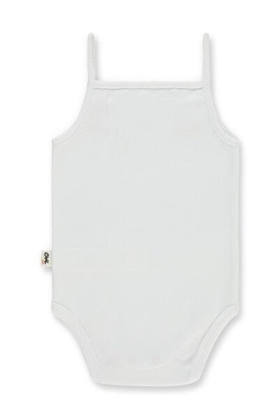 Civil Baby Penye İp Askılı Dantelli 3-9 Ay Kız Çıtçıtlı Badi - Beyaz 6-9 Ay