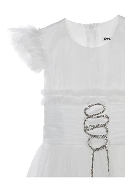 Civil Girls Bağcıklı 6-14 Yaş Abiye - Beyaz8-9 Yaş