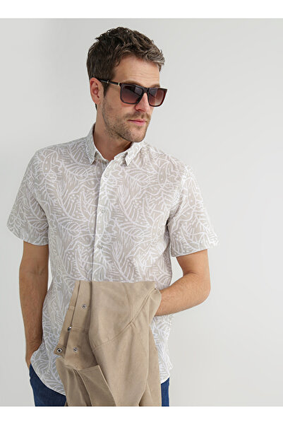 Fabrika Kısa Kollu Gömlek, 2xl, Bej