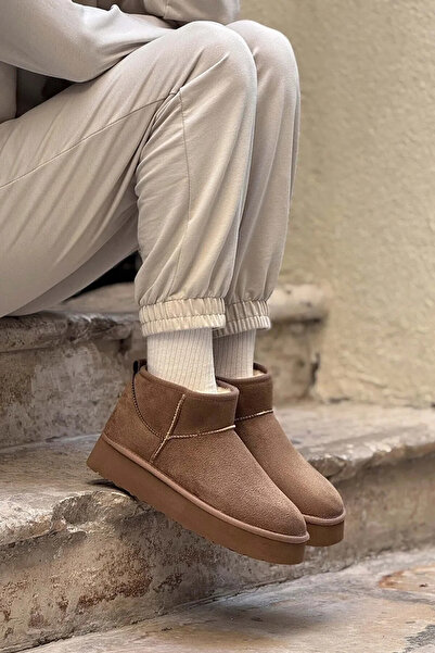 diya shoes KADIN VİZON SÜET İÇİ KALIN TABAN BİLEKTE KISA KADIN BOT & BOOTİE
