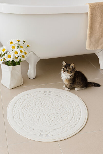 HOMEMOME Round Bath Mat 60X60 White Color