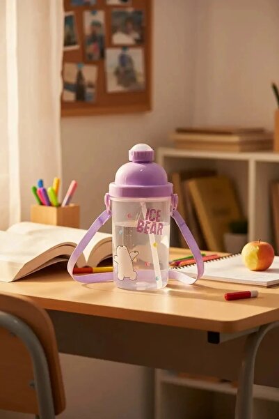 Miniso We Bare Bears Lisanslı Tutacaklı Plastik Şişe (500ml) - Kutup Ayısı