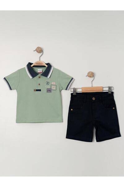 Bizizo Cycling Embroidered Polo Collar 9-24 Months Set - Khaki 24-36 Months