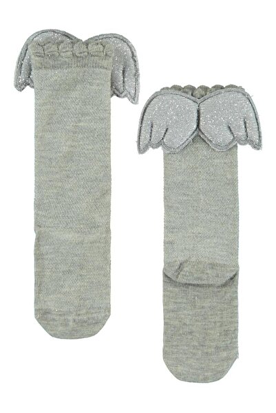 Civil Girls Angel Winged Knee Socks for Girls Aged 3-11 - Gray 9-10 Years Old