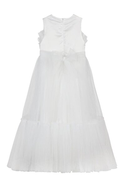 Civil Girls Gümüş Tokalı 6-9 Yaş Abiye - Ekru6-7 Yaş