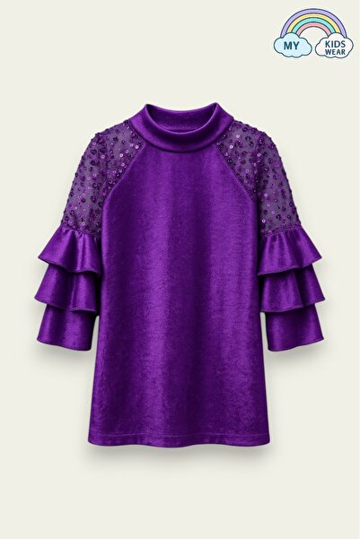 My Kids Wear Girls' Velvet Children's Dress for Special Occasions 4-12 Years Old 12106