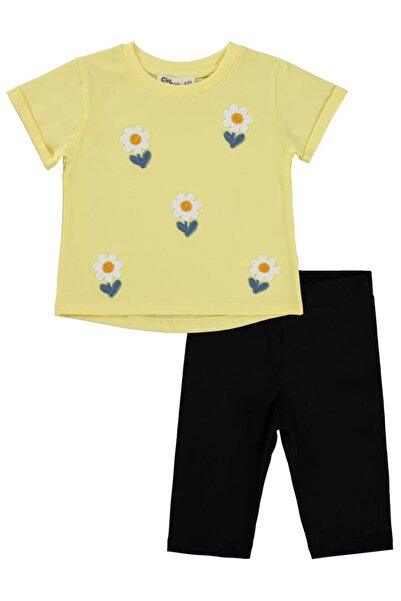 Civil Girls Set brodat cu margarete pentru copii 2-5 ani - Galben 3-4 ani